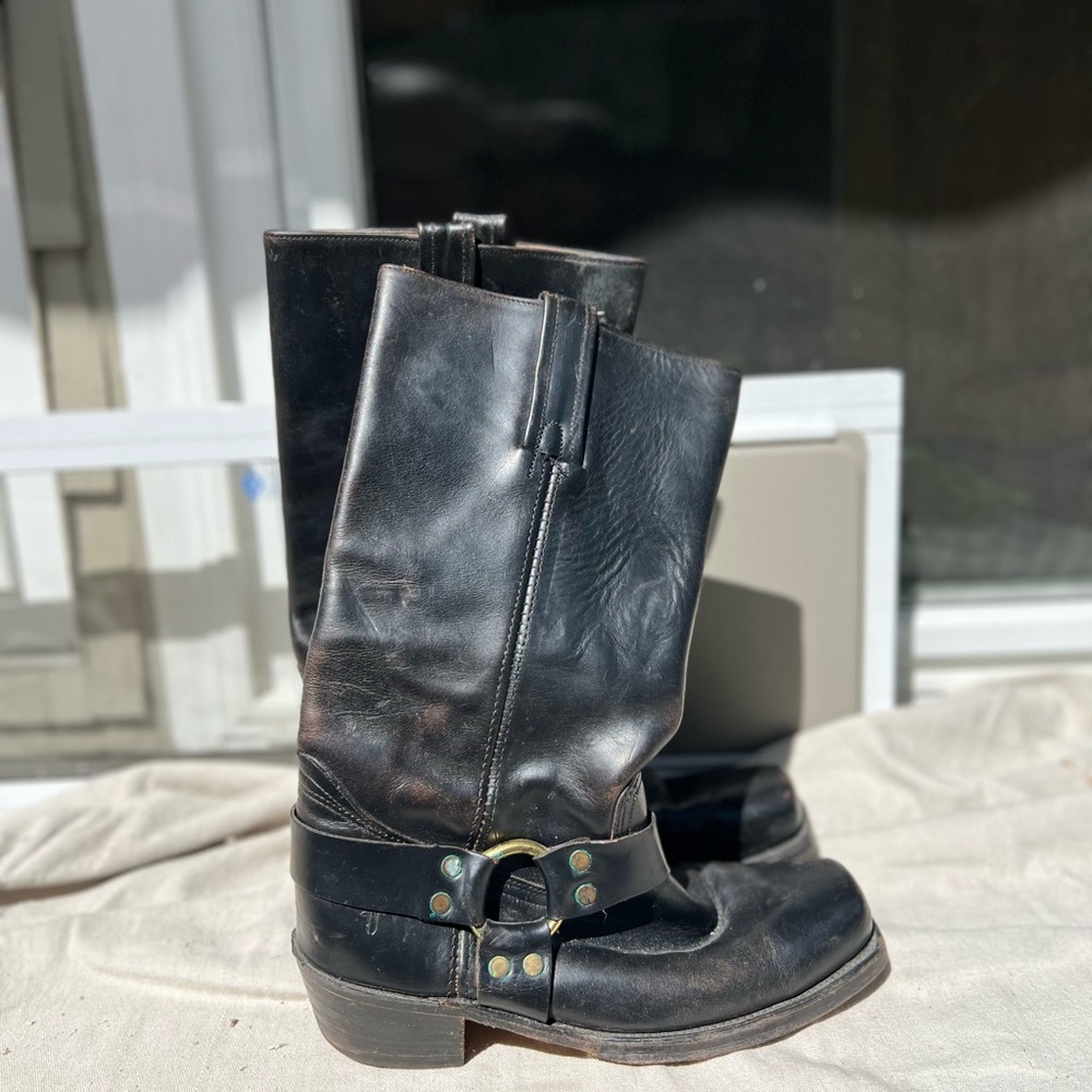 Vintage Frye Black Leather Men's Boots